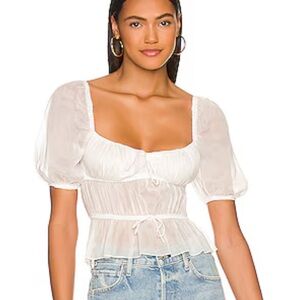 Elegant White Puff Sleeve Top